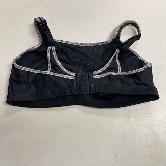 GLAMORISE SPORT BRA Size 46C Black With Gray Logo Trim‎ - Picture 6 of 8